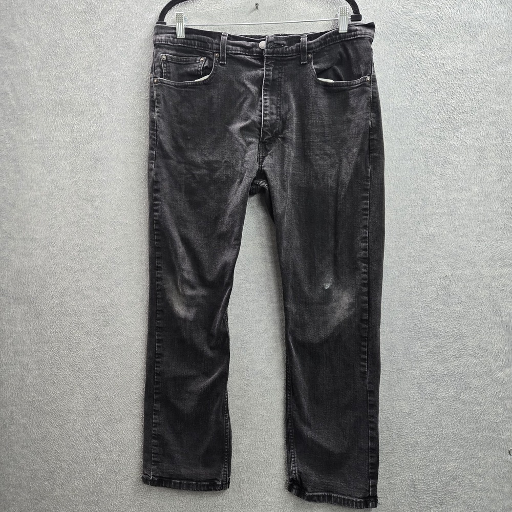Levi's 505 Men Jeans 38X30 Black Denim Regular Fit 28" Inseam READ